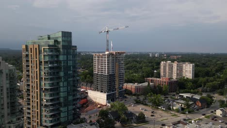 Panning-shot-of-some-buildings-and-construction-site-of-the-downtown