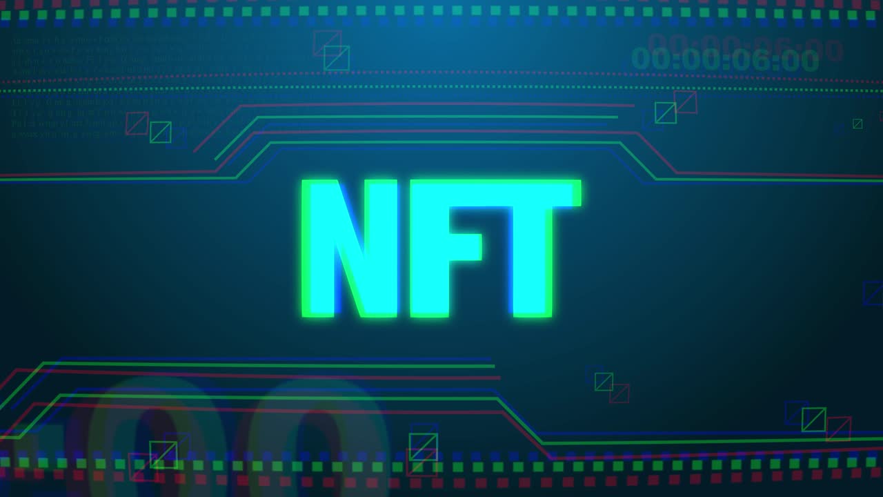 animación digital nft del símbolo de neón de token no fungible