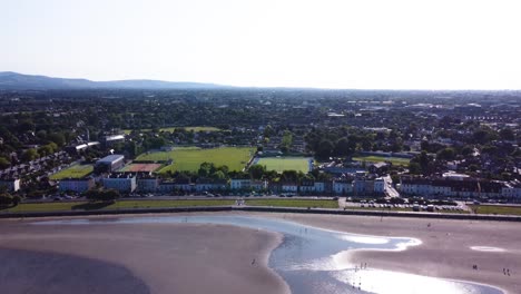 Fly-by-over-Dublin-Coast-by-the-Sandymount-Beach-in-Ireland