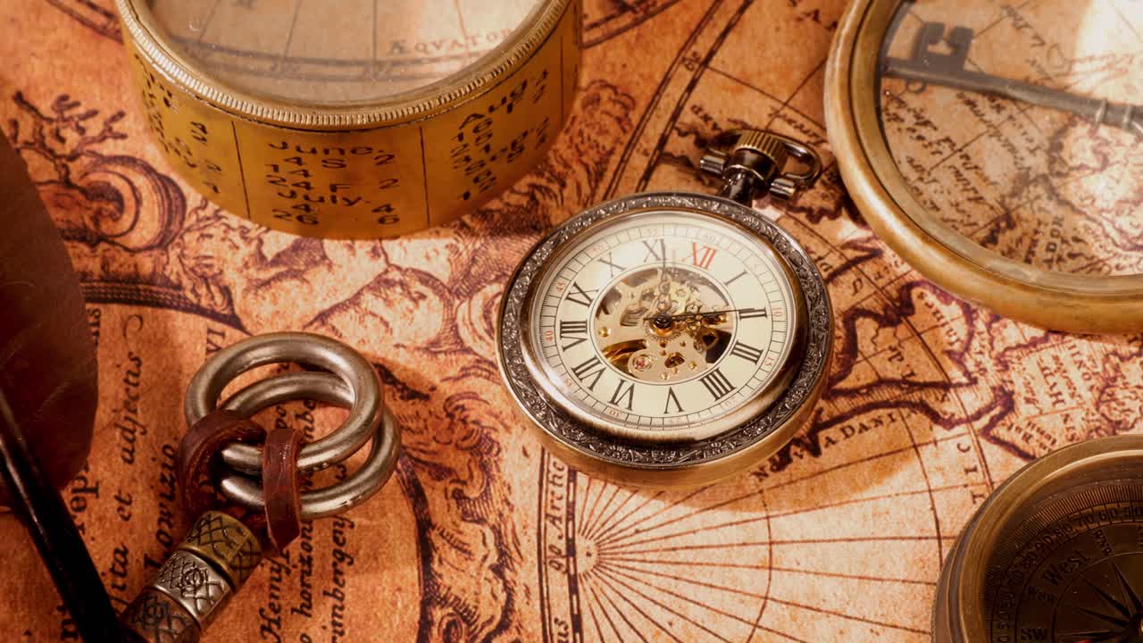 1565년의 오래된 지도에 그려진 빈티지 고정물입니다.