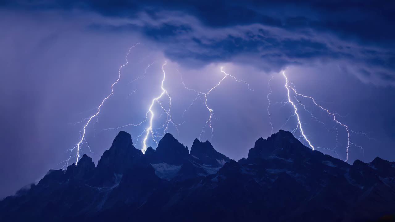 山の上の雷の嵐