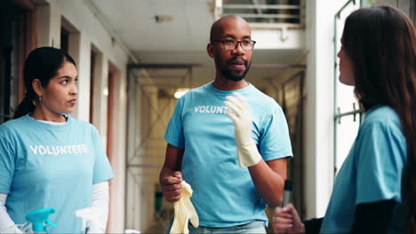 volunteers working together to clean and support the community
