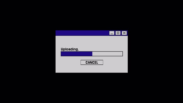 Retro Computer Uploading Progress Bar Animation