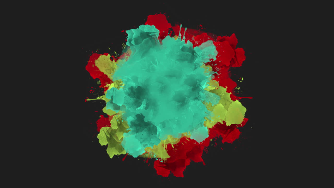 검은색 그라데이션에 무지개 잉크 방울