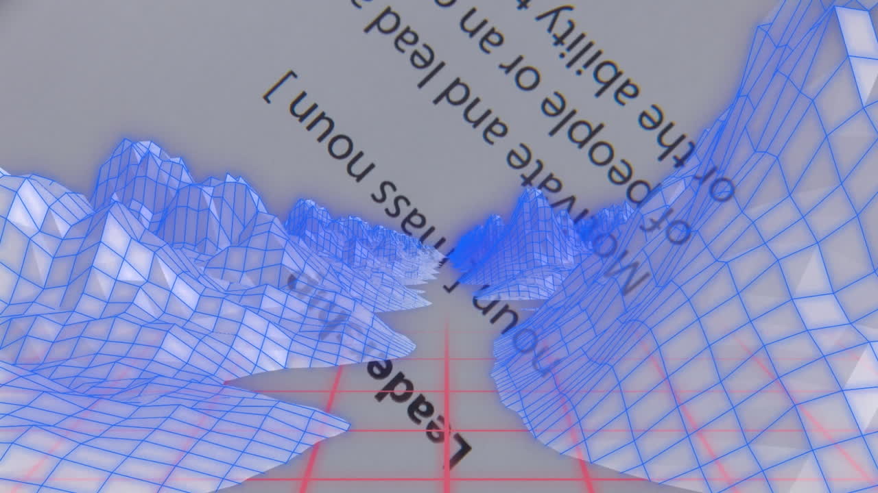 animación del procesamiento de datos sobre montañas digitales