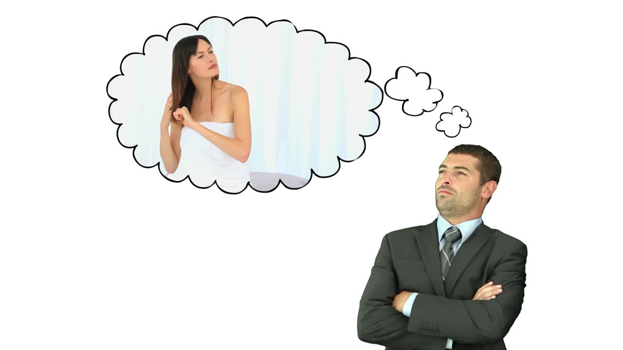 un hombre de negocios pensando en su prometida.