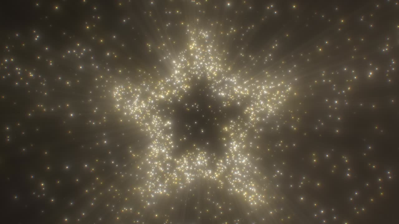 forma de estrella dorada brillante abstracta partículas de brillo de luz brillan 3d - 4k movimiento de bucle de bucle sin costuras de fondo de animación