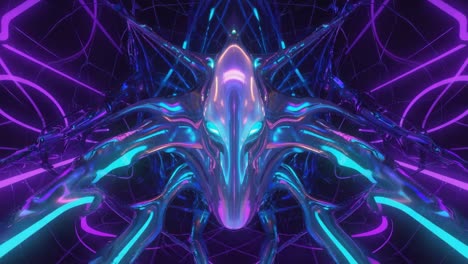 abstract neon alien creature in cybernetic space