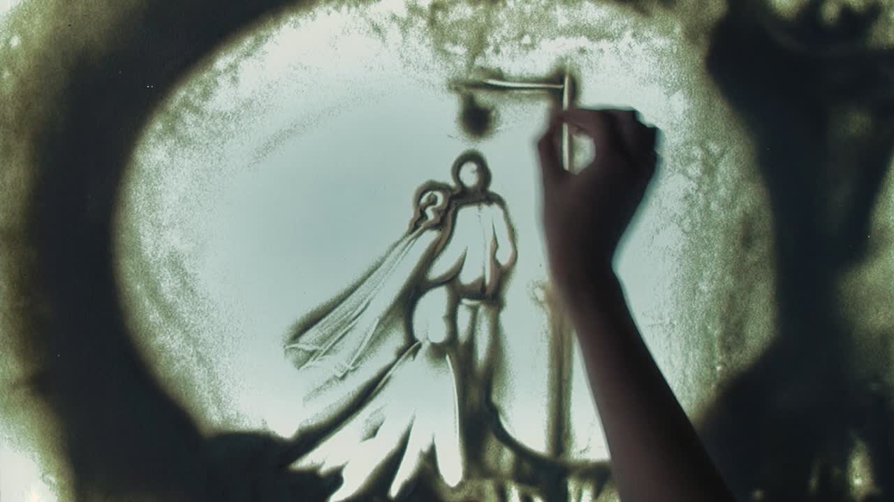 tecnología de dibujar arena en el vidrio