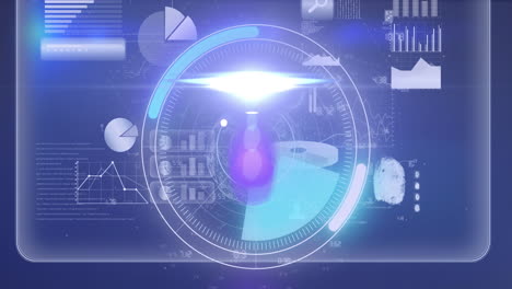 animation of radar and moving light on scientific graph and data