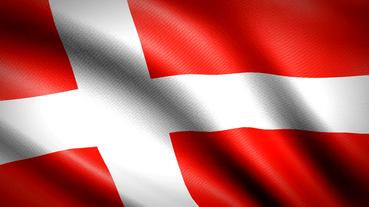 Danmarks flagga. Sömlös loopande animation. 4K högupplöst video