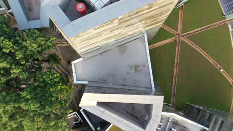 aerial view of a modern, sustainable building complex