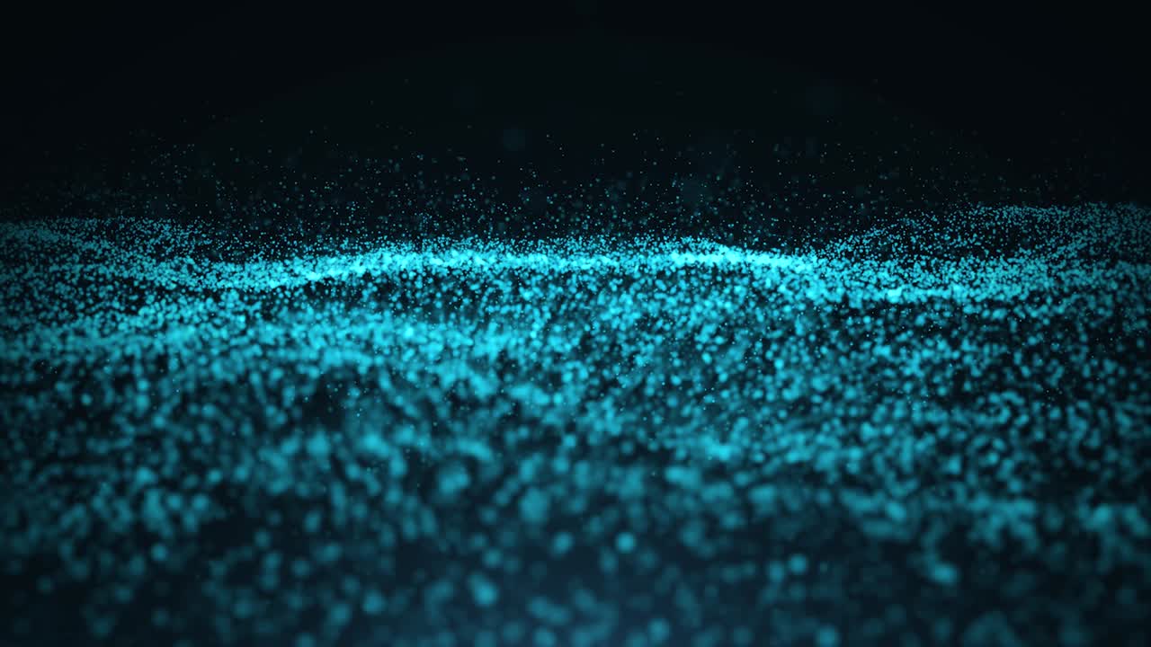 Animation abstract digital blue particles wave.