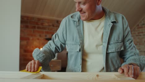 man sanding wooden furniture