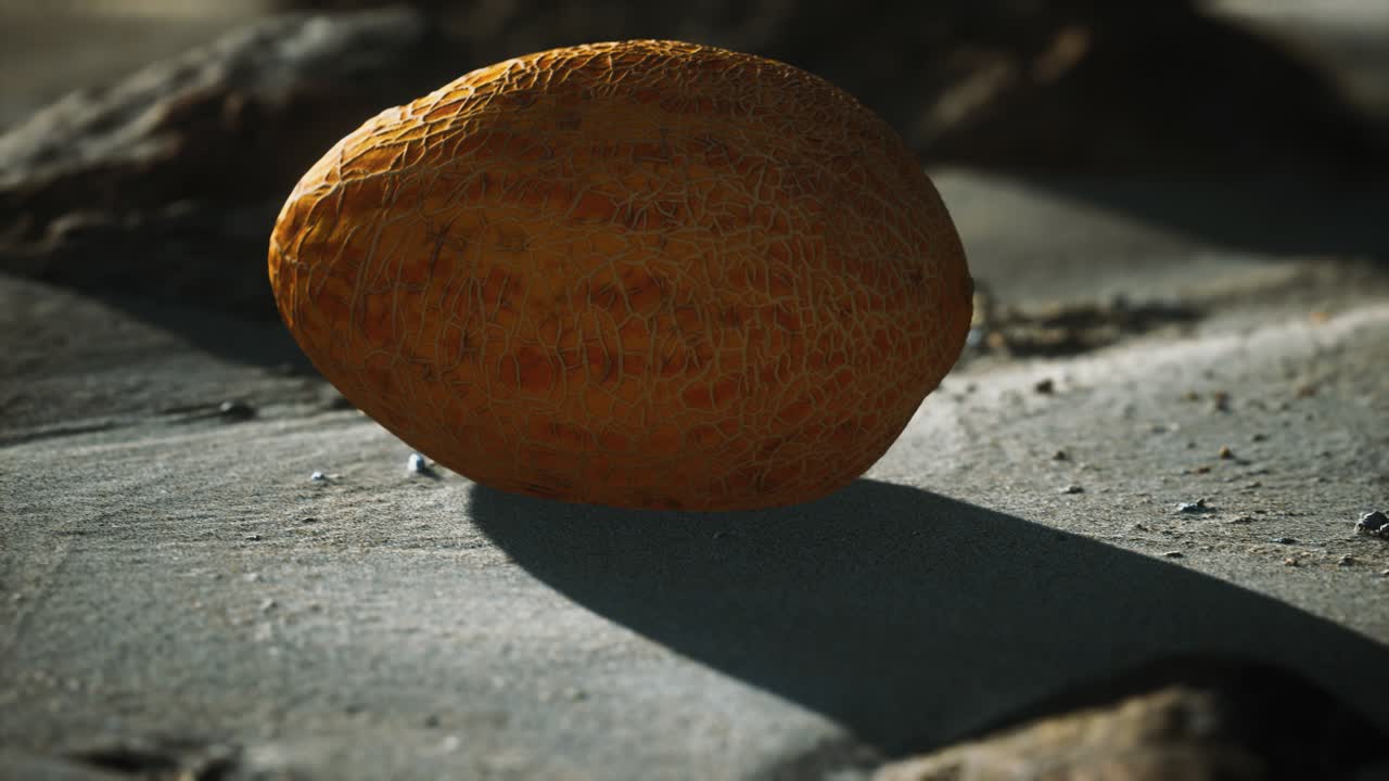 모래 해변에 있는 사막 멜론