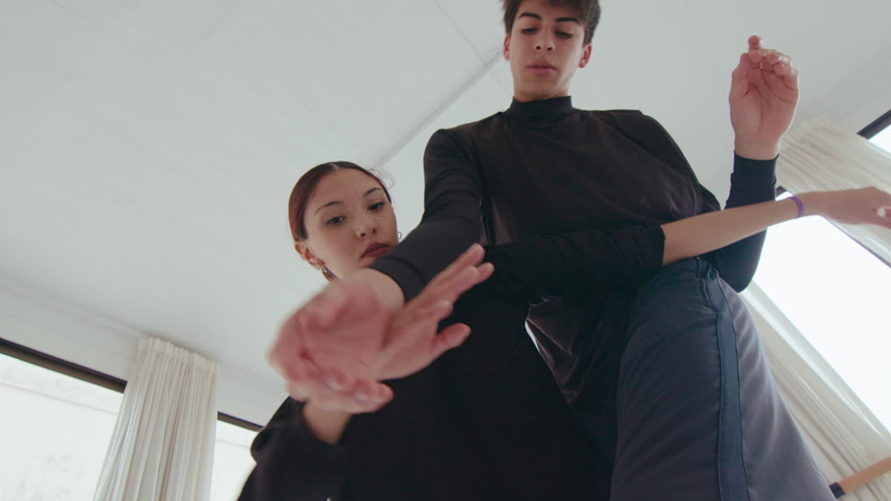 Low Angle View of Contemporary Dance Performed by Young Couple