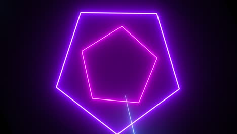gráficos de movimiento visuales de neón retro. luces de neón futuristas en fondo de pared negra. animación en bucle parpadeando coloridas líneas de neón luz. video 4k interfaz moderna