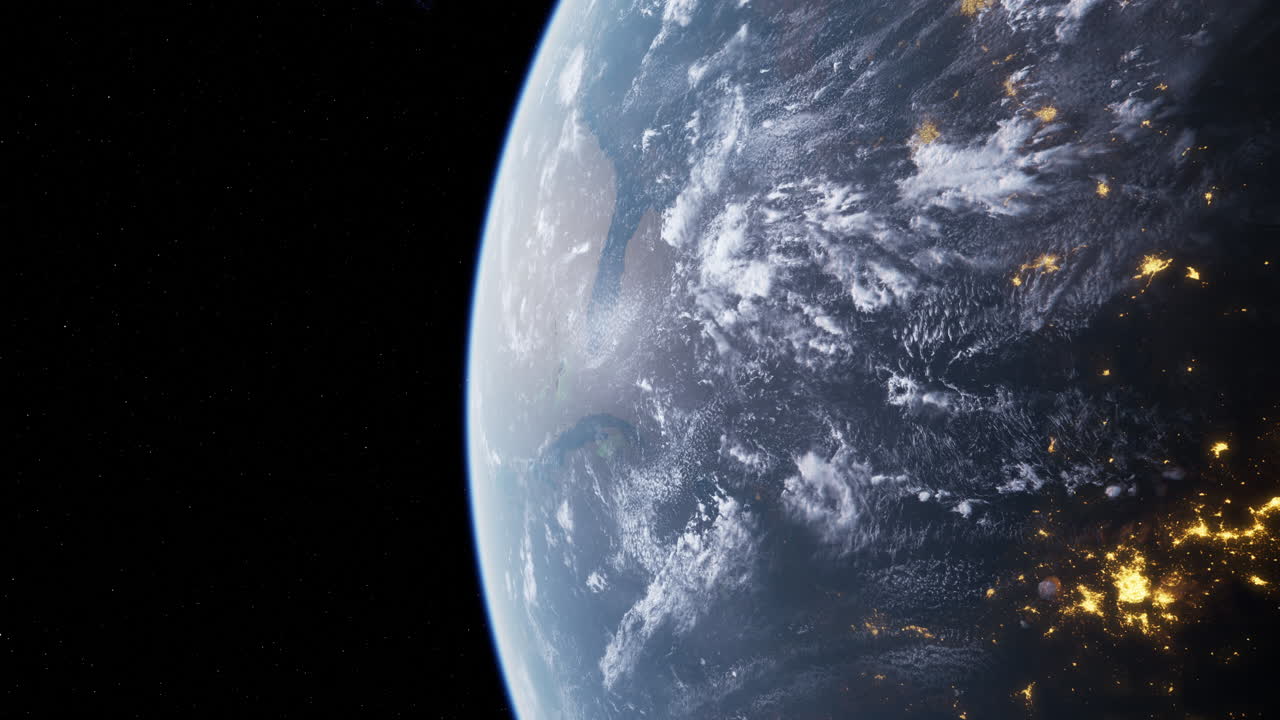 потрясающий ночной вид на землю из космоса