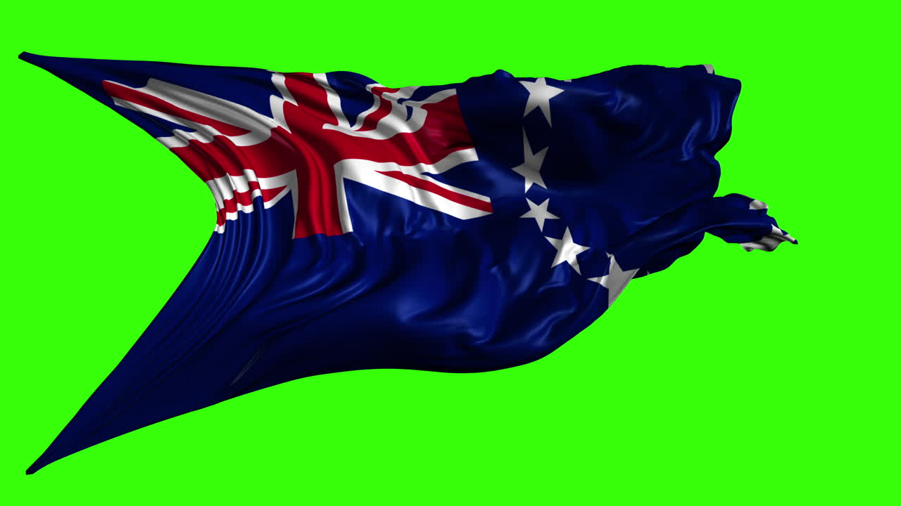Cook Islands Flag on Green Screen
