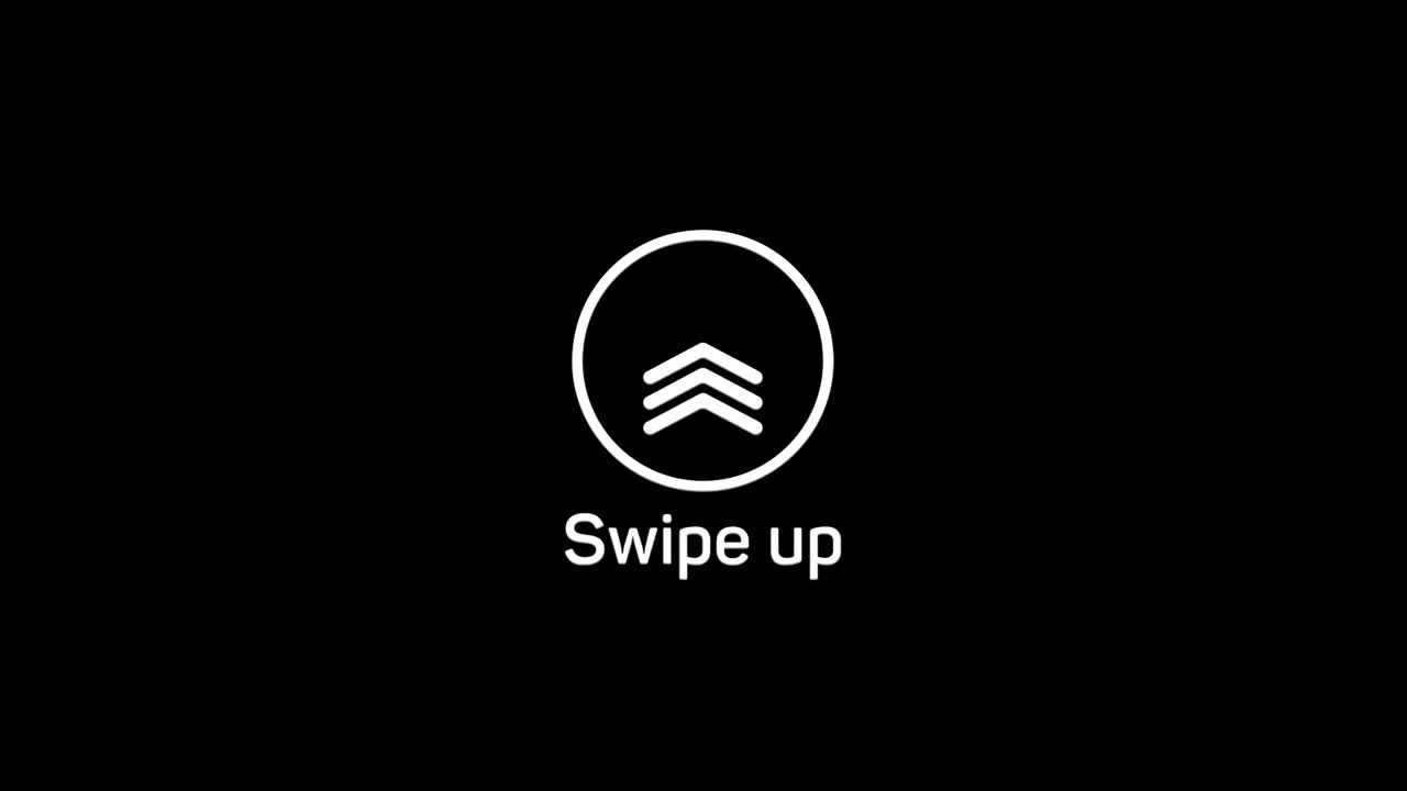 Glitch Swipe up animation button. Application and social network icons, swipe up for advertising. Social media scroll arrows. 4K video animation with alpha channel