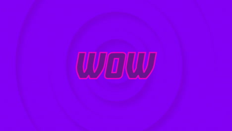 wow text animation over purple concentric circles background