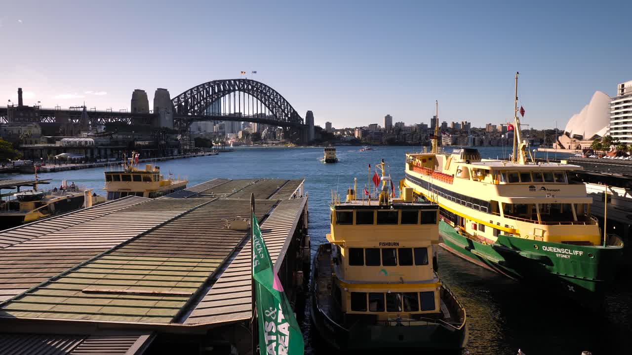 Sydney Harbour featuring Ferries, the Harbour Bridge, and the Opera House