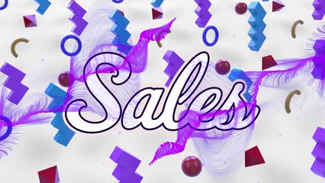 Animation-of-sales-text-over-shapes-on-white-background