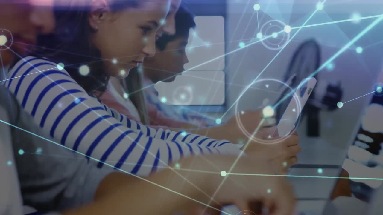 Animation of networks of connections over diverse schoolchildren in classroom