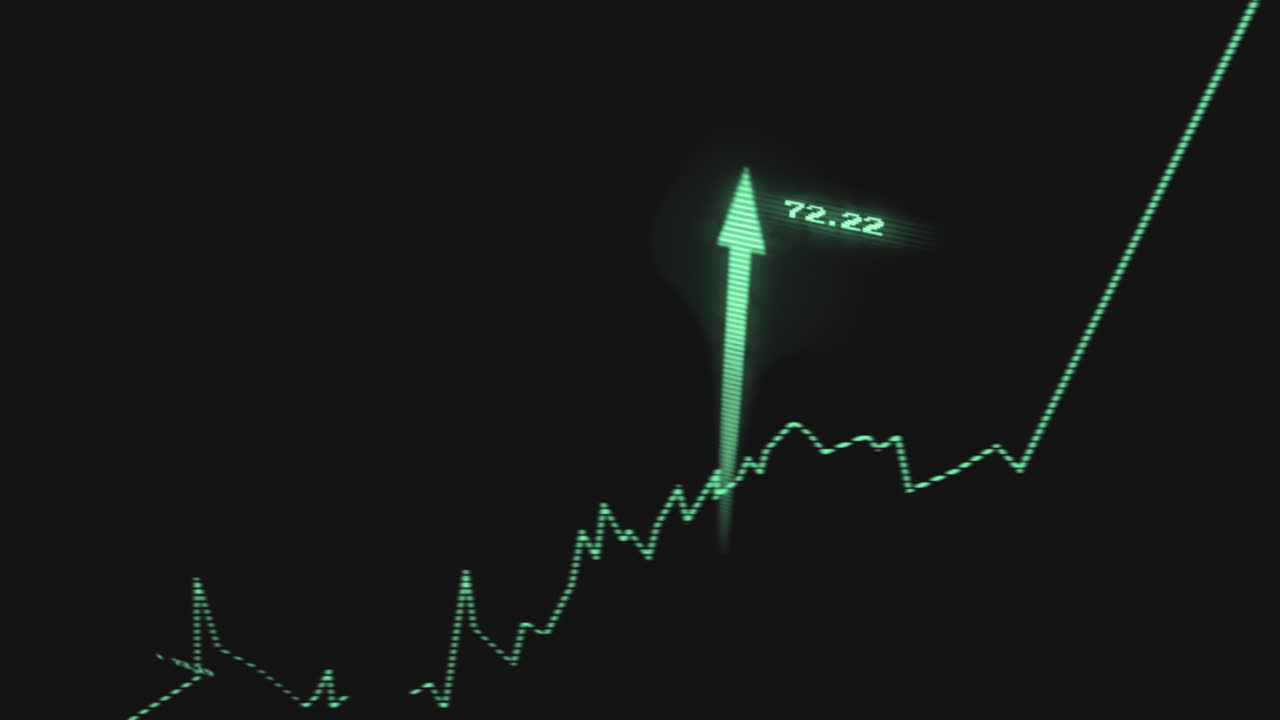 Animation of graph with arrows over data processing on black background