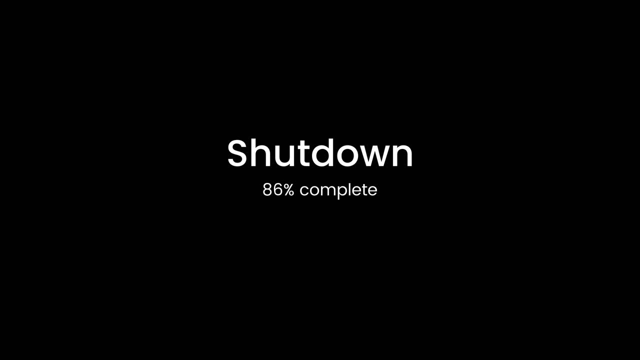 Animation af Windows' nedlukningsskærm isoleret på sort baggrund