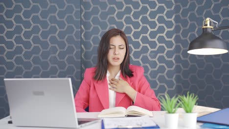 Coughing-young-business-woman.