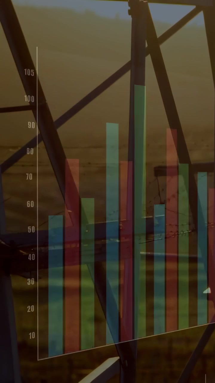 Vertical video: Colorful bars shifting right and fading on start, revealing tower showing data