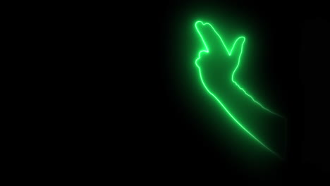 neonlight green hand gestures a pistol and shoots