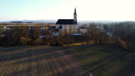 aerial push over field of st