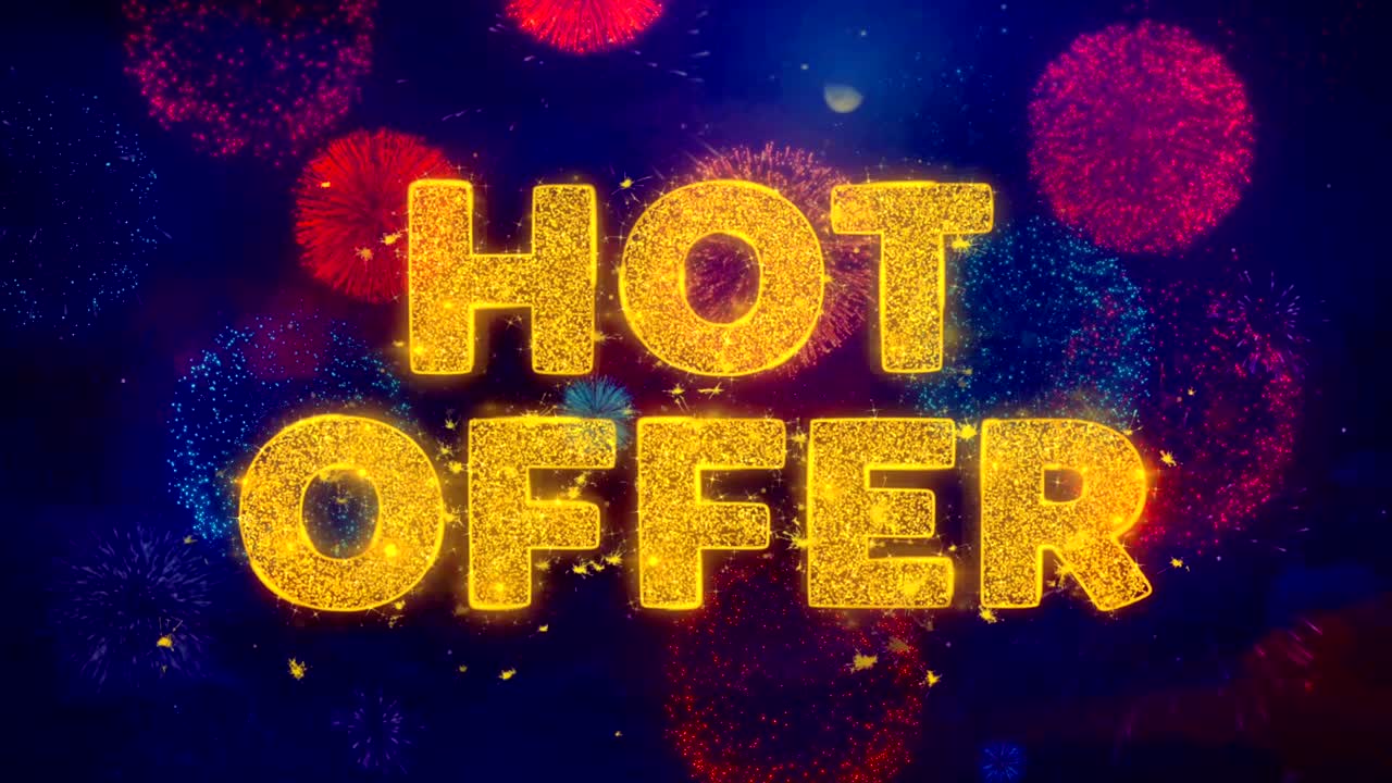 화려한 불꽃놀이 폭발 입자에 대한 뜨거운 제안 텍스트.