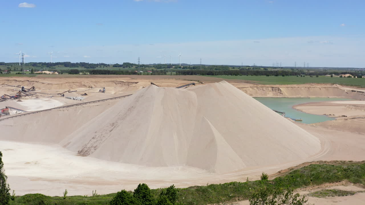 Pile Of Gravel At Quarry Site - Raw Materials For Construction. - aerial shot