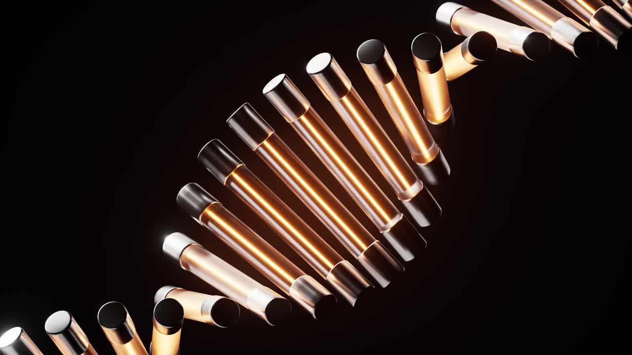 DNA biologico con linee luminose, rendering in 3D