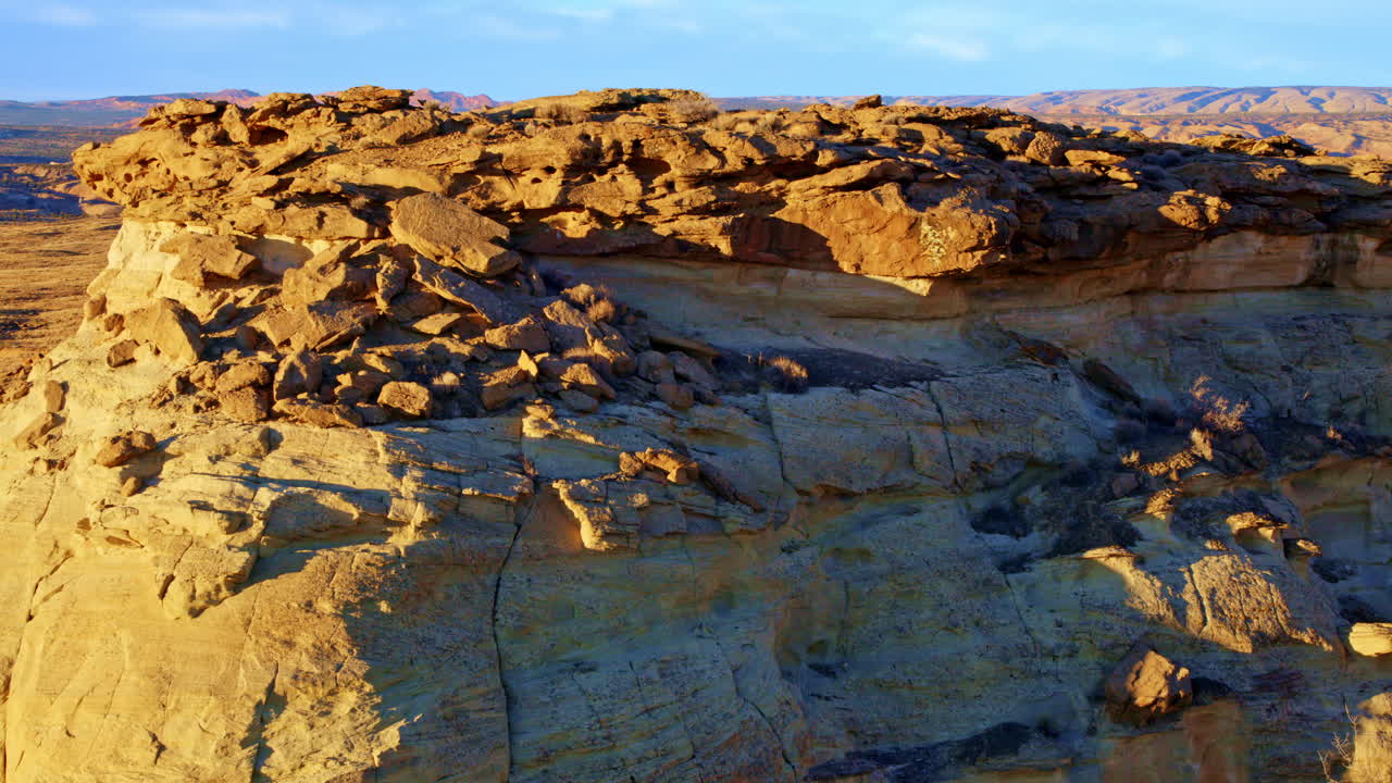Overhead shot reveals the ethereal canyonlands terrain near Page, Arizona.