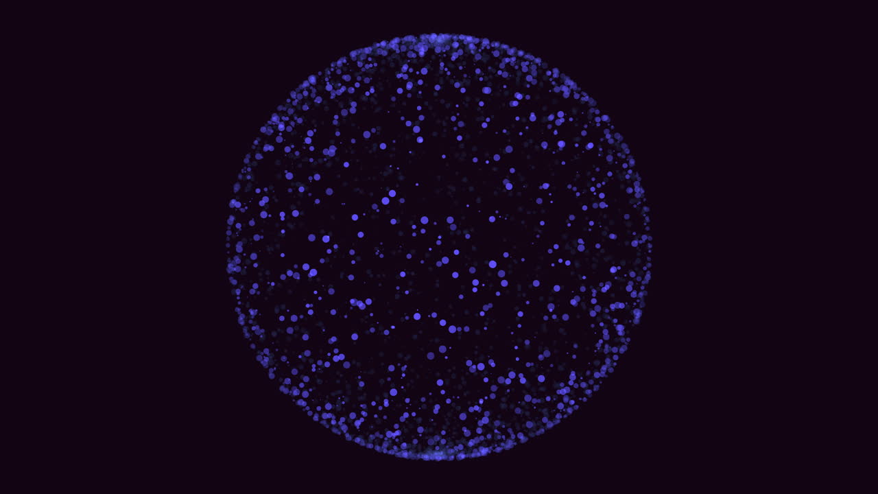 sphère au néon colorée et points sur fond sombre