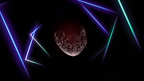 abstract animation of neon, glowing light lasers and waves bouncing around in darkness.