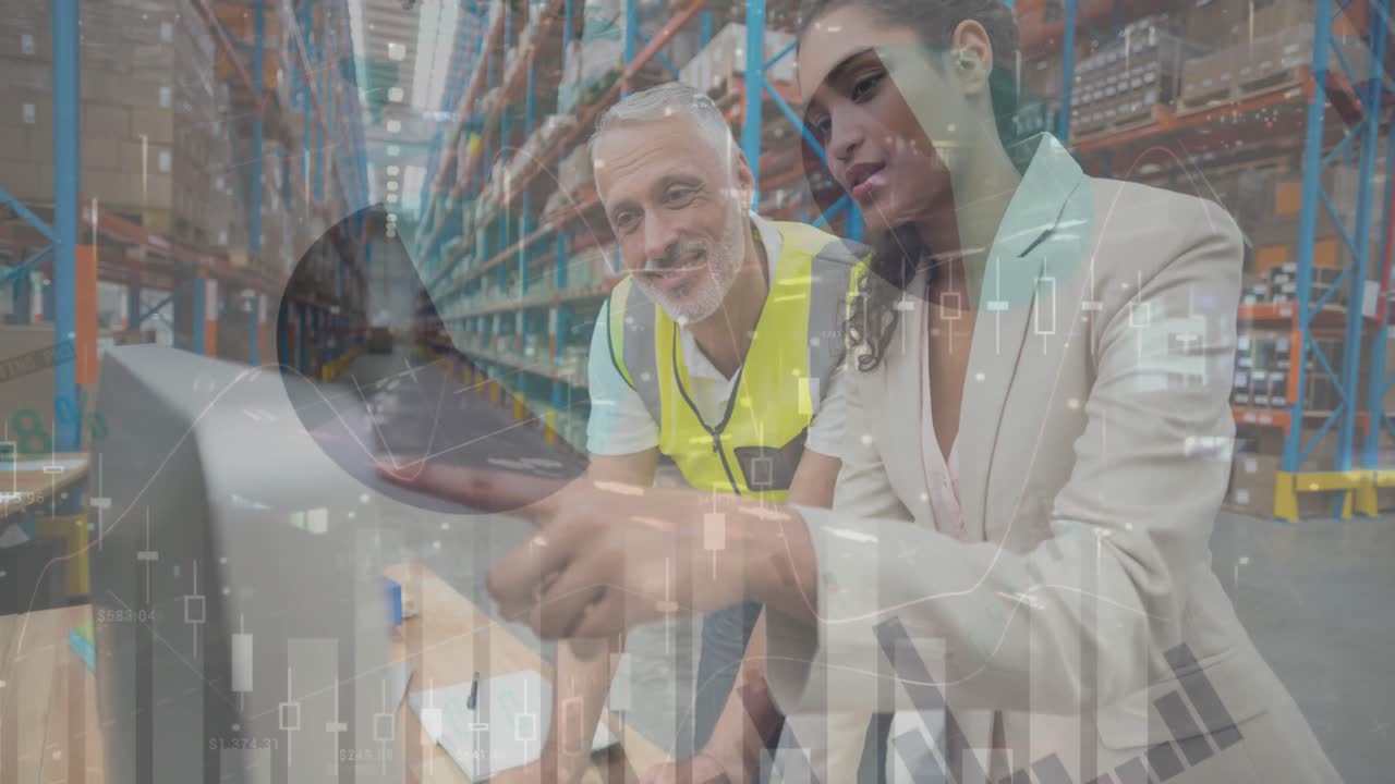 animación del procesamiento de datos sobre las personas que trabajan en el almacén