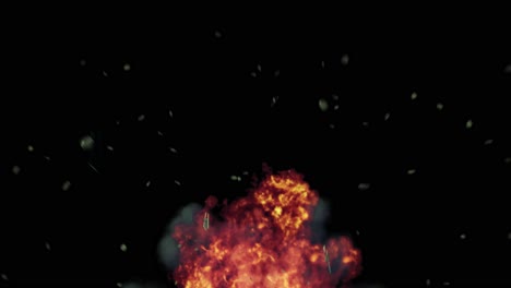 explosion package - 4 different explosions - on black - shattered glass - smoke - fire - 4k