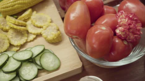 fresh fruits and vegetables on table