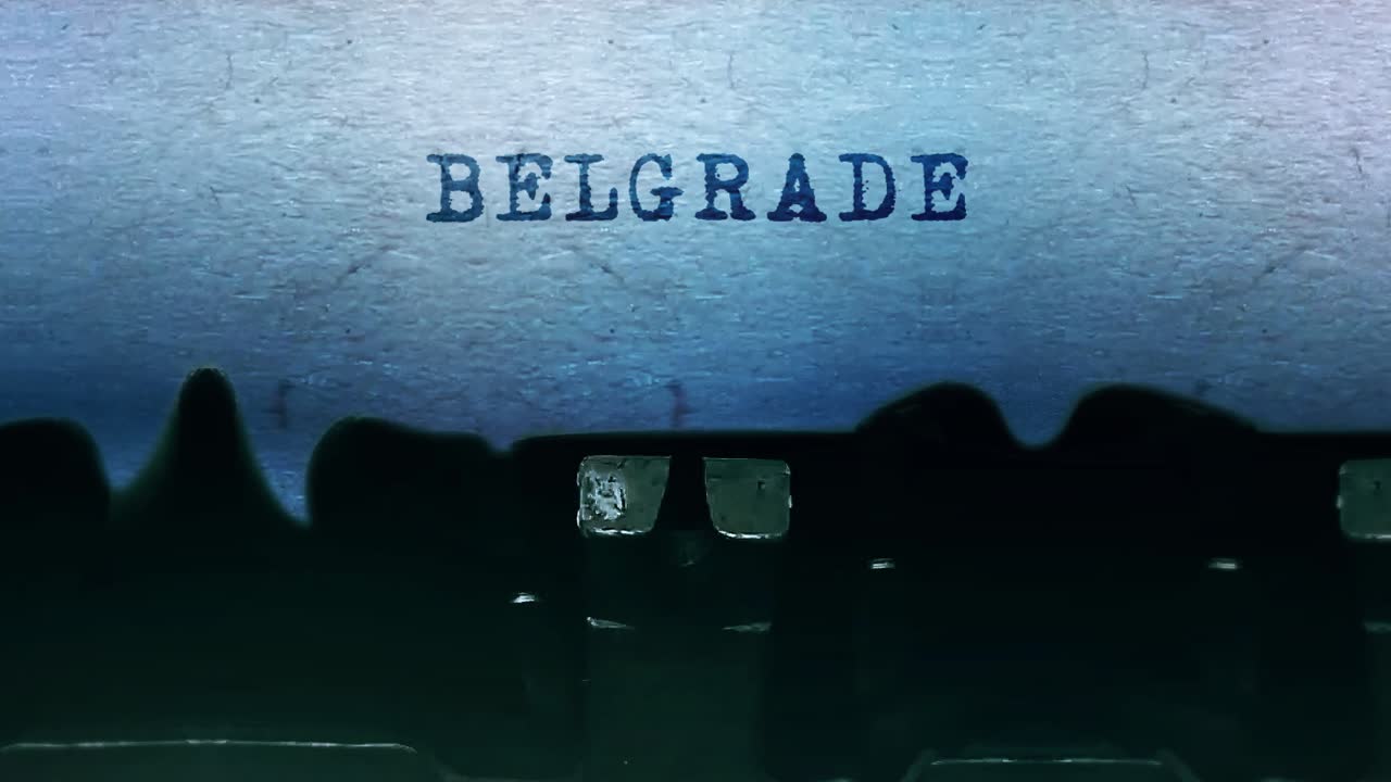 Typewritten text of Belgrade on old paper