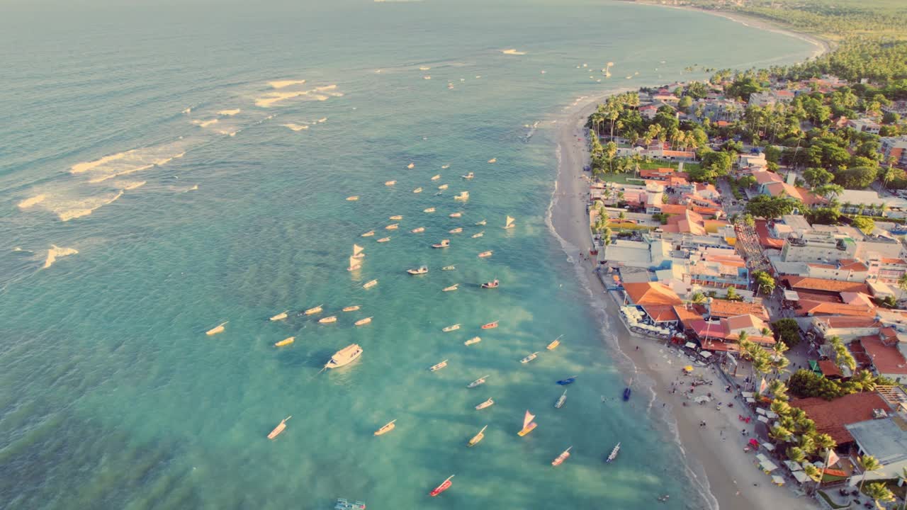 vista aérea de las playas de porto de galinhas, pernambuco, brasil. piscinas naturales. fantástico viaje de vacaciones. gran escena de playa.