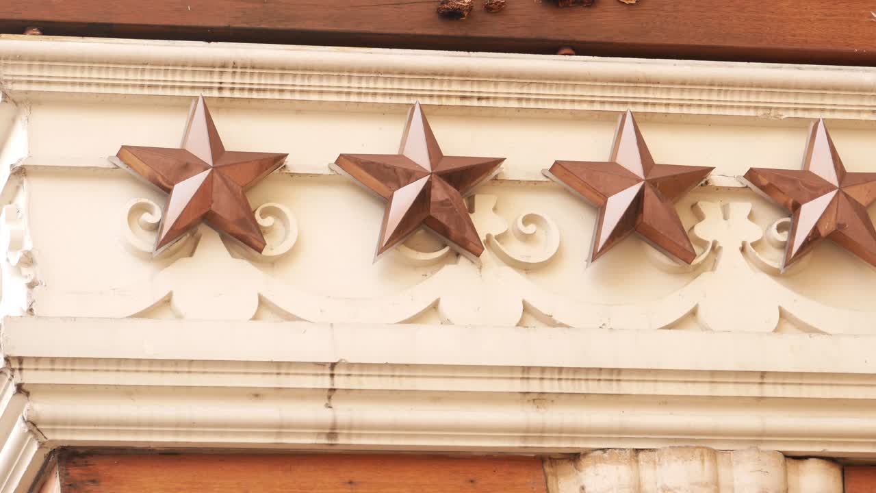 Hotel facade with decorative stars