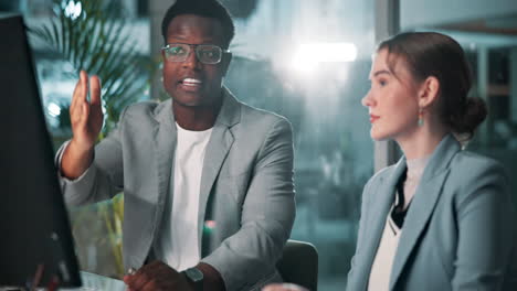 business colleagues discussing work in office