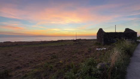 abandoned house near the shores of north atlantic ocean during sunset in spain