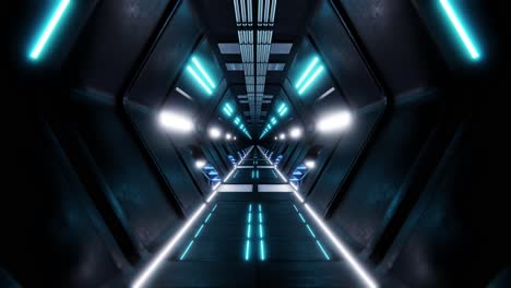 illuminated hallway of futuristic spaceship. 3d infinite loop