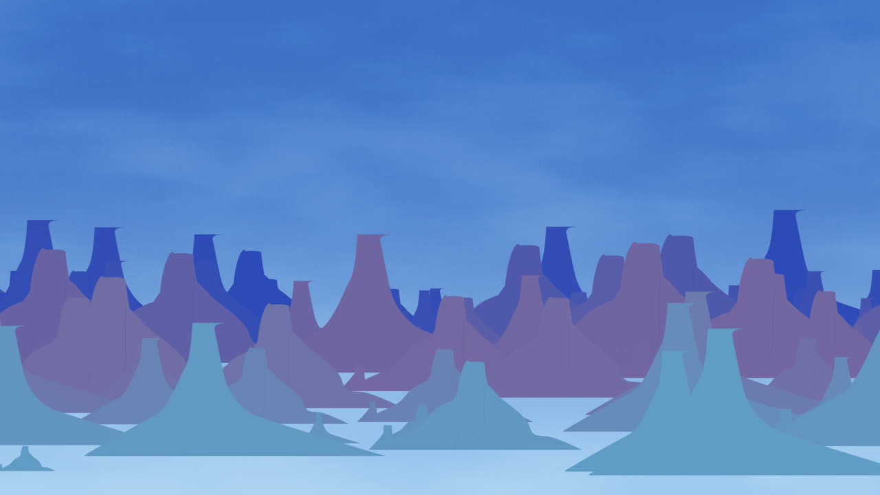 paisaje futurista con montañas y cielo azul